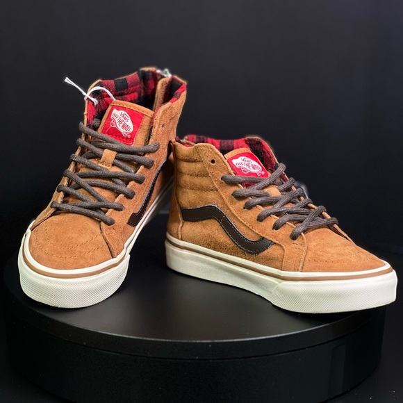 Vans Sk8-Hi Zip MTE Scotchgard Kids (Brown/ Plaid) – Size 12.5 - Picture 1 of 7
